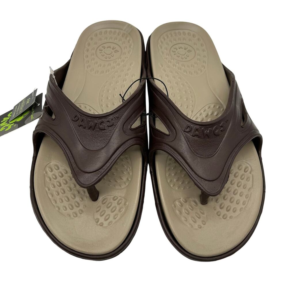 New Dawgs Ultrasoft Men's Flip Flops Thong Sandal Size 12 Brown NWT Arch Support
